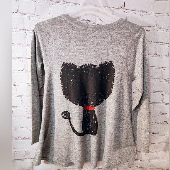 Inoah Mr. Whiskers Wearable Art Tunic Top with Pockets S Cat Grey Quarter Sleeve - Picture 2 of 10